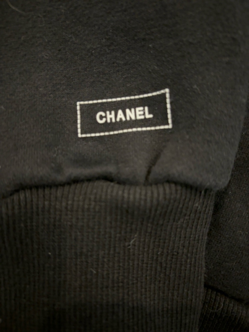 CHANEL Black Crewneck Hooded Sweatshirt with Small Logo - Picture 3 of 6